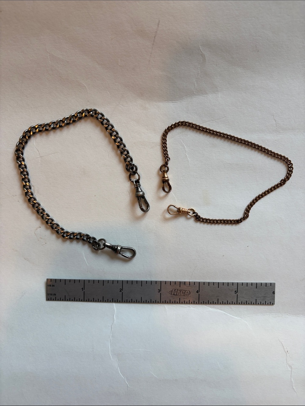 Two Chains / Wallet Fobs - brass- and silver-toned metal